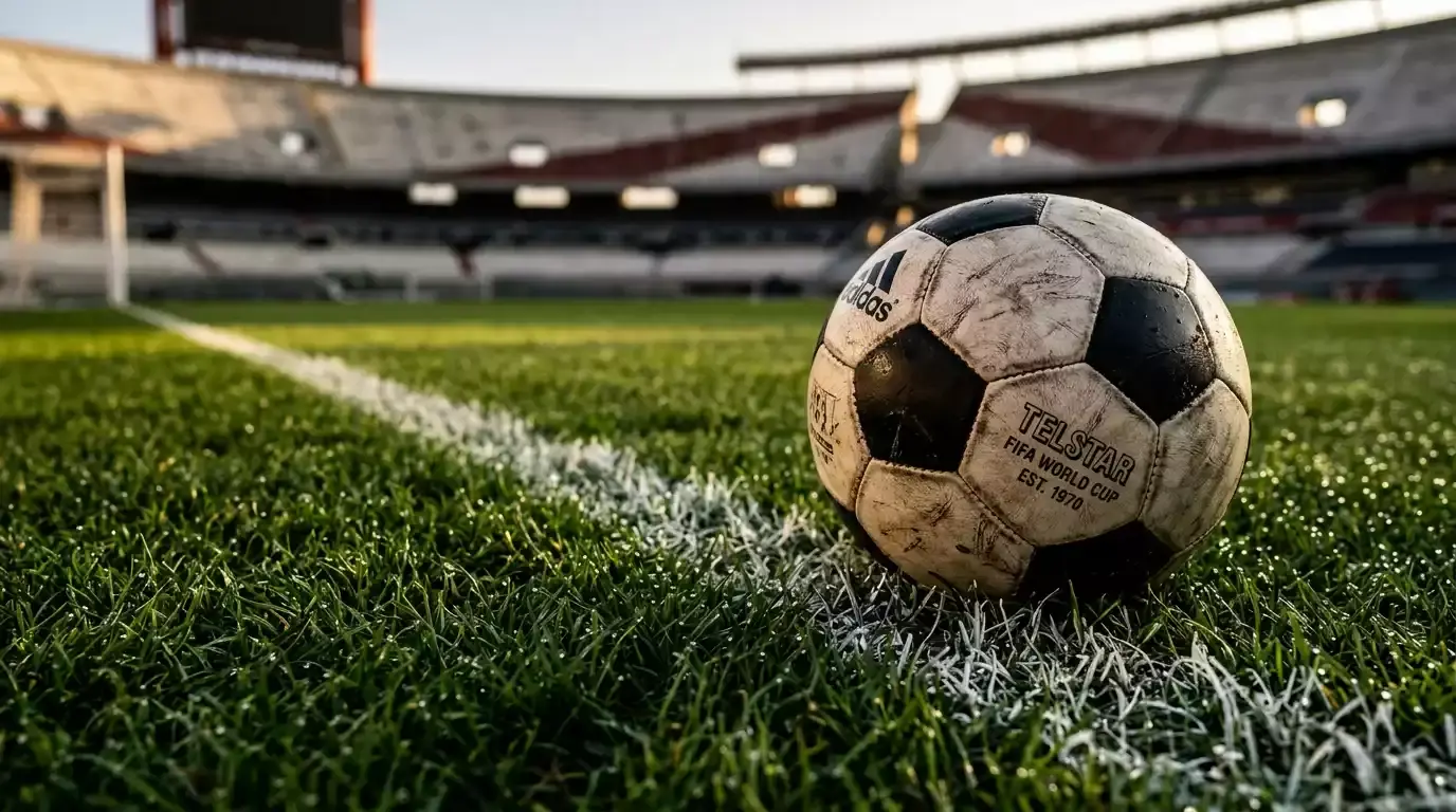 Tipos de apuestas de fútbol: balón sobre césped con líneas de campo marcadas